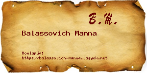 Balassovich Manna névjegykártya